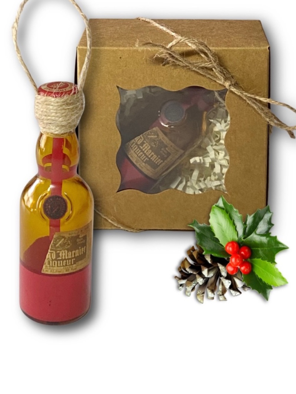 Grand Marnier Cordon Rouge Liqueur Artisan Vintage Glass Bottle Ornament